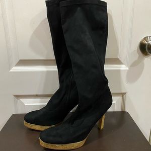 Wild Diva Suede Black Thigh Boots size 8